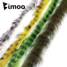 Bimoo tiras de pelo de coelho, 2 peças, tiras zonker para varinha de pesca que faz mosca, material de amarrar, 5mm de largura branco-preto etc.