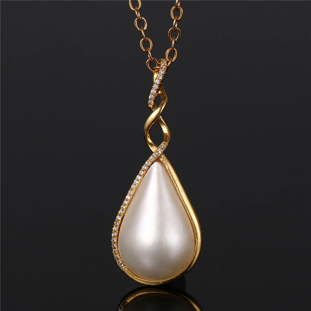 Small Diamond Water Drop Necklaces Gold S925 Sterling Silver Twist