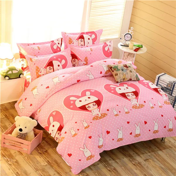 Pink Cartoon Small Bear Bedding Sets Cute Bear Bed Linen Duvet Cover