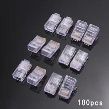 100pcs/lots New RJ45 Network 8P8C Modular Plug RJ45 Connector for Cat5, Cat5e, Cat6 Cable