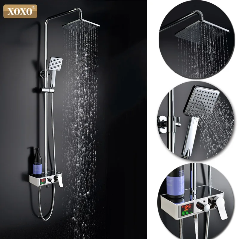 Online XOXO luxus dusche wasser dynamische digitale intelligente display und dusche wasserhahn Die led dusche wasserhahn set Badezimmer Mixer 88010