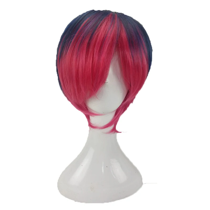 HAIRJOY синтетические волосы Noragami Yato фиолетовый парик для косплея короткие прямые парики термостойкие 6 цветов - Цвет: pink blue