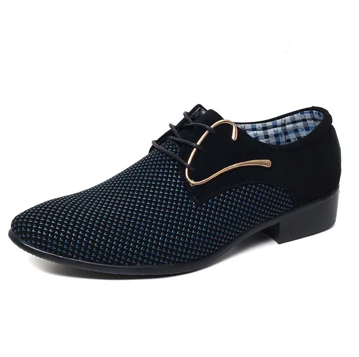 Г., свадебные туфли Мужские модельные туфли с острым носком и пряжкой мужские туфли-оксфорды, черные офисные деловые туфли sapatos masculino - Цвет: Dark Blue
