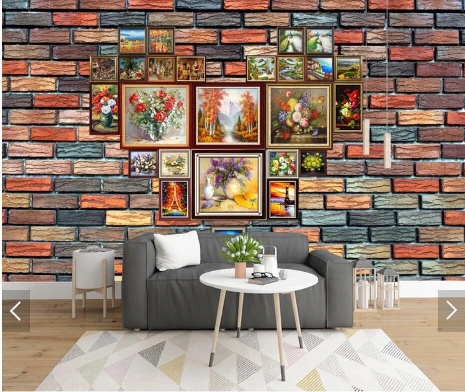 3d Tile Brick Photo Wallpaper Mural For Living Room Tv Wall Decor Hand  Painted Oil Painting Contact Paper Murals Wall Papers - Wallpapers -  AliExpress