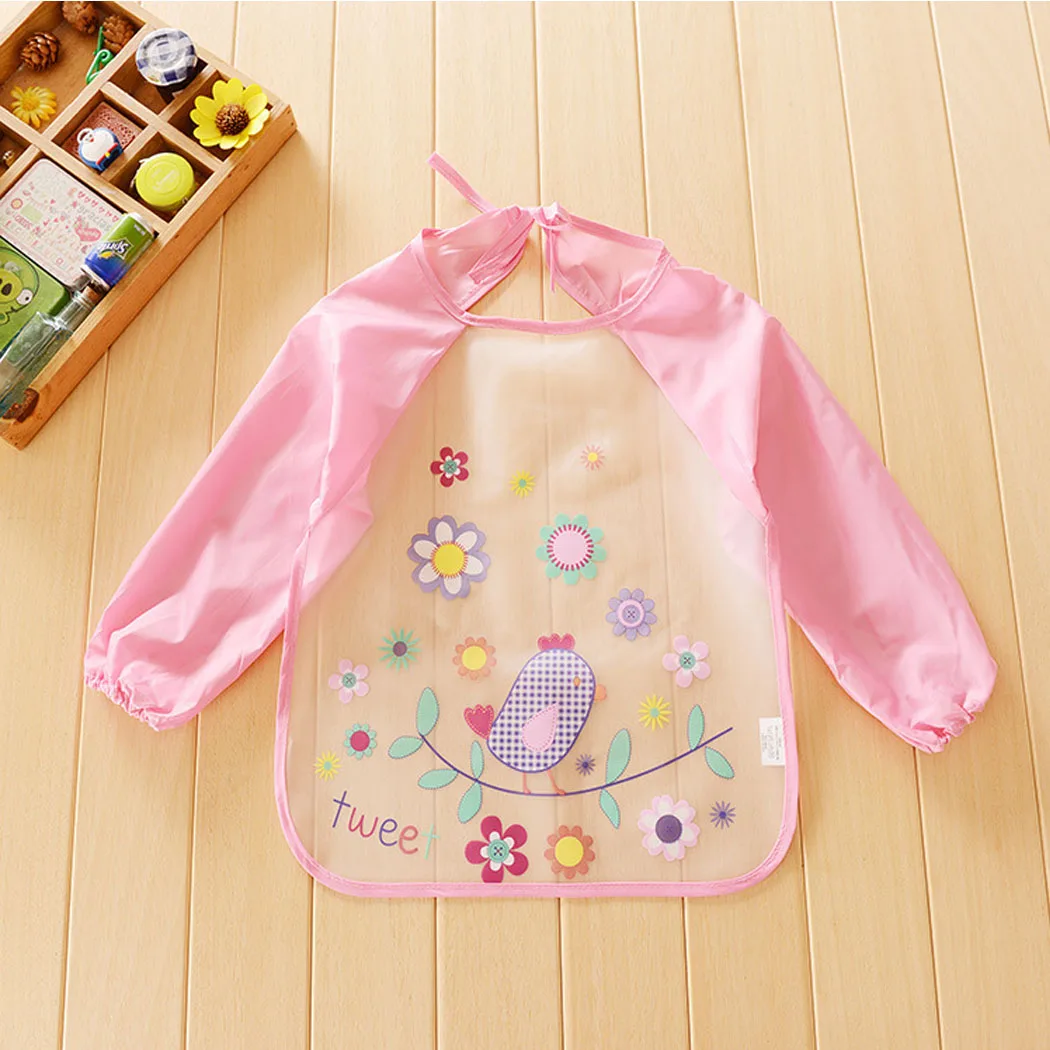 Baby Bibs Long Sleeve Transparent Waterproof Bibs Wear Cartoon Bib