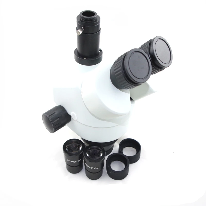 Adjustable Arm support 7-45X industrial Trinocular stereo microscope 0.5X 2.0X CTV1/2 Objective lens barlow Electronics repair