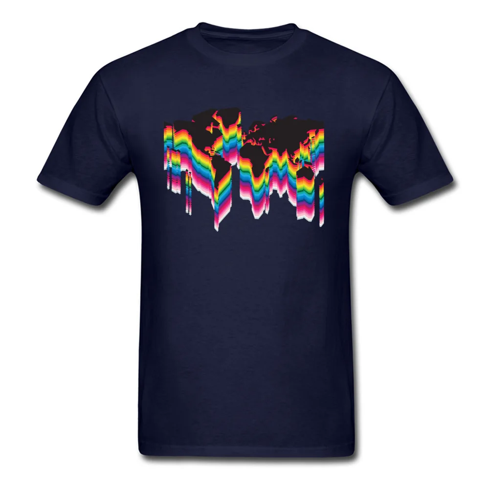 Printing One World Many Colors Crew Neck T Shirts Father Day Tops Tees Short Sleeve for Men Faddish 100% Cotton Top T-shirts One World Many Colors navy