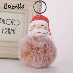 2019 Новый Санта Клаус плюшевые брелки кулон с кроличьим мехом Нечеткие брелок с помпоном Аксессуары Декор рождественские подарки Дети Для