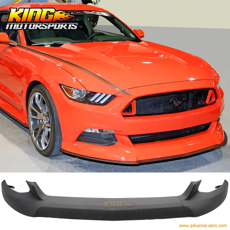 

Fits 15-17 Ford Mustang Front Bumper Lip Unpainted Black - PU Poly Urethane