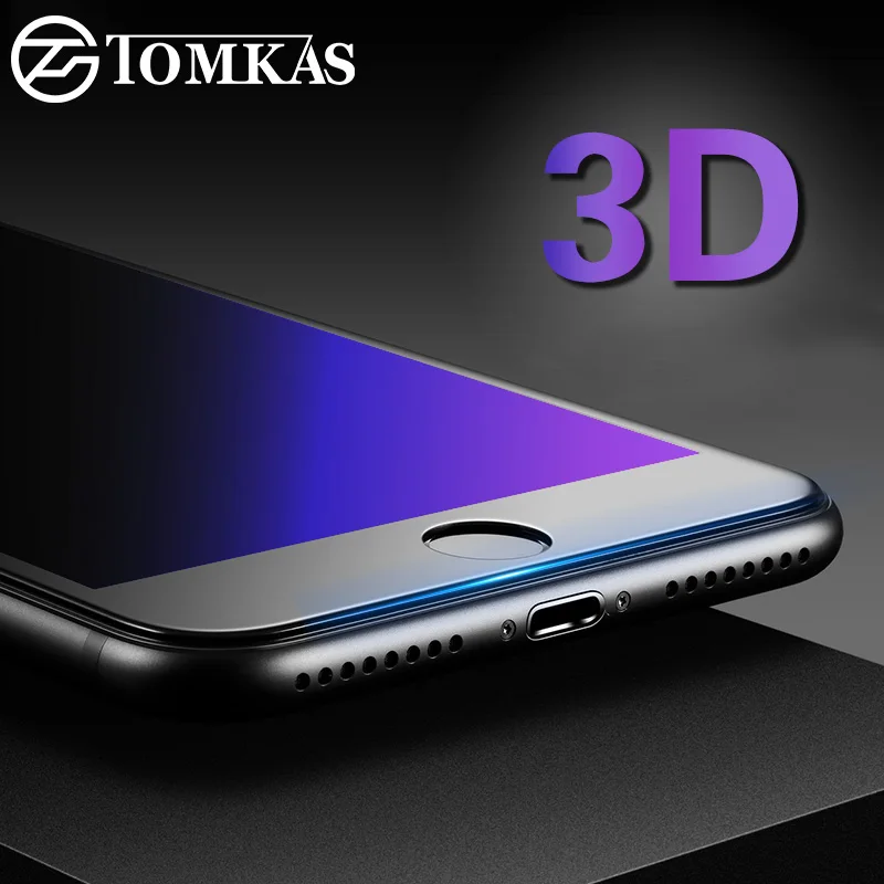 Tomkas 3D Gehärtetem Glas Für iphone 7 6 6 s Plus Anti blau Licht Displayschutz Hafenpersenning Gla