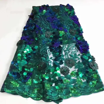 

Green African Lace Fabrics French Lace Fabric 2018 High Quality beads Rhinestones George Lace For Nigerian Women Party dress