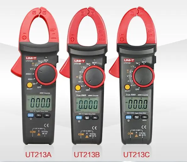 

UNI-T UT213A UT213B UT213C Digital Clamp Meters LCD True RMS Ammeter Resistance Capacitance Frequency Temperature Test NCV Meter