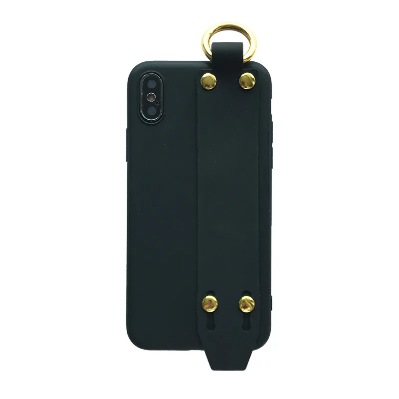 LUDI Wrist Grip Belt Strap Phone Case for iPhone 7 Case for iPhone X 6 6S 7 8 Plus Soft Silicon Plain Retro Matte Phone Covers  08