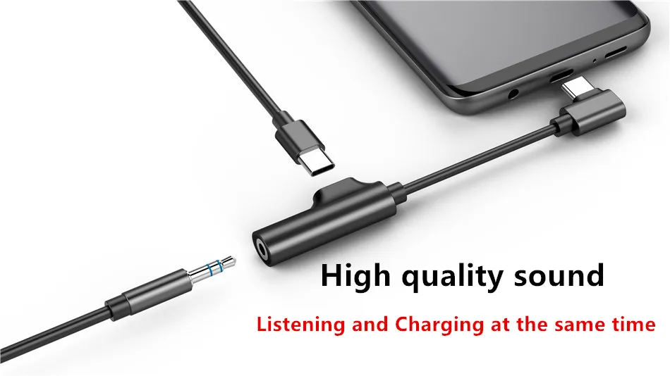 !ACCEZZ USB Type C Adapter 3.5mm Jack Earphone Cable For Xiaomi Mi 6 Huawei Mate 10 Pro Aux Type-C Fast Charge OTG Extension (3)
