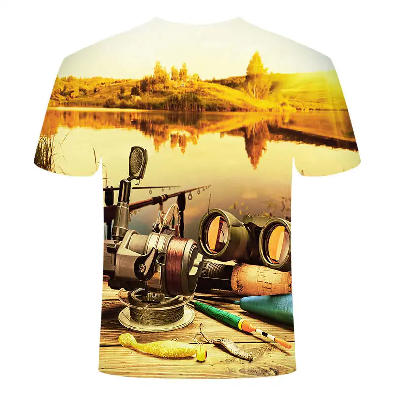 Летняя футболка Для мужчин 3d цветной печати Топы Забавные футболки в стиле «хип-хоп», футболка рыбаловедские снасти металла Для мужчин s Костюмы повседневные футболки