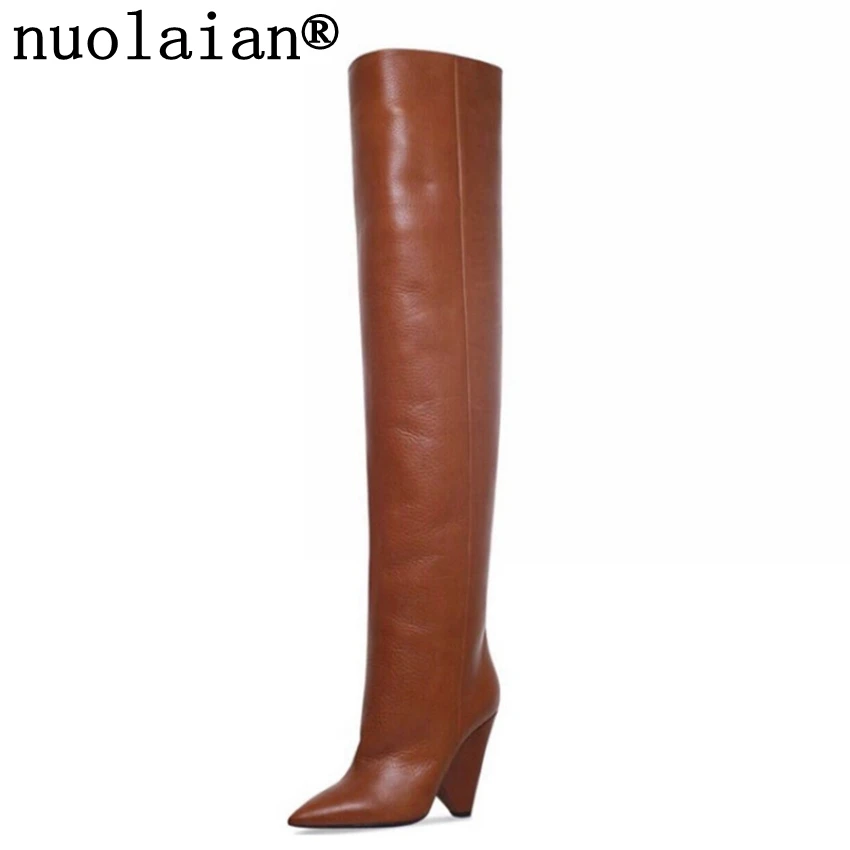 Najtaniej Damskie zakolanówki buty motocyklowe czarne skórzane buty śnieżne Faux futrzane buty zimowe buty damskie na wysokim obcasie damskie na kolanach