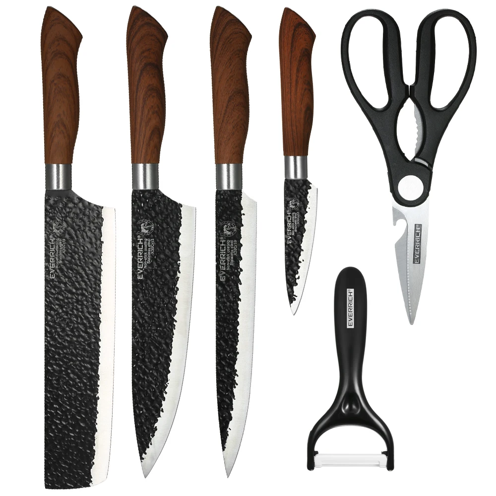 6pcs/set Kitchen Knives Ergonomic Handles Boxed Knife Sets Chef's