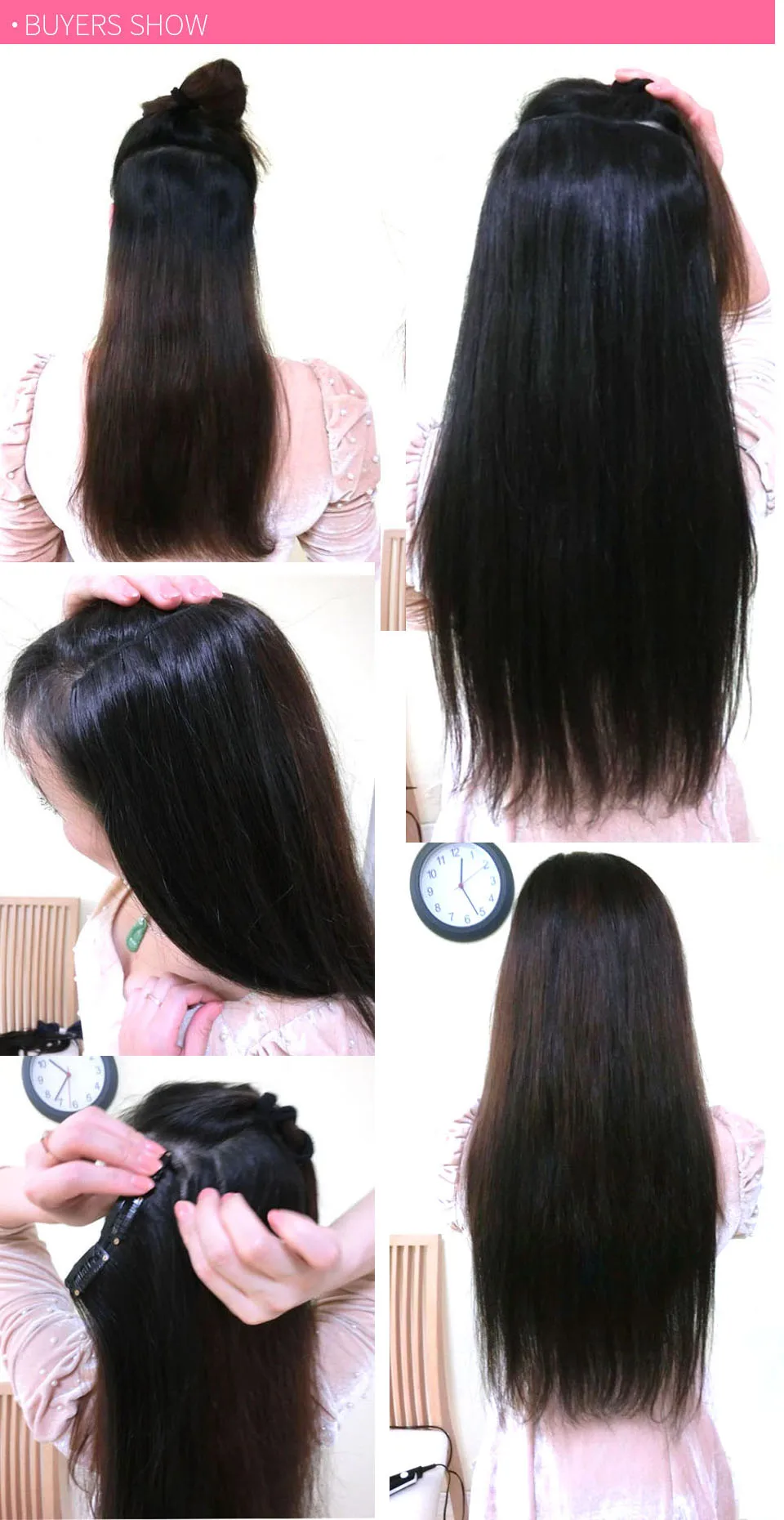 ZZHAIR 100g-140g 16 "-24" Искусственные волосы одинаковой направленности волос 7 шт набор Клипов в 100% Пряди человеческих волос для наращивания