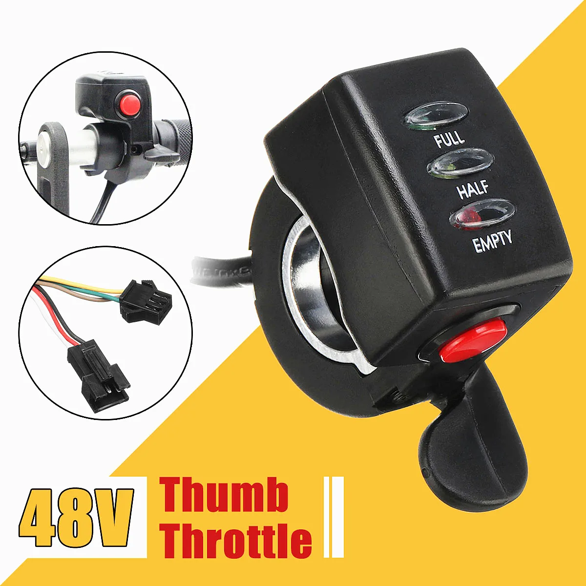 

48V Finger Thumb Throttle Electric Scooter Electric Bicycle Accessories Switch Handlebar Grips LED Display For Electric Bike