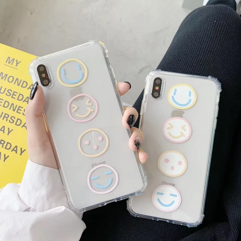 HUANQING милый чехол для мобильного телефона с смайликом iPhone 6 6S 7 7Plus 8 8Plus XR XS Max