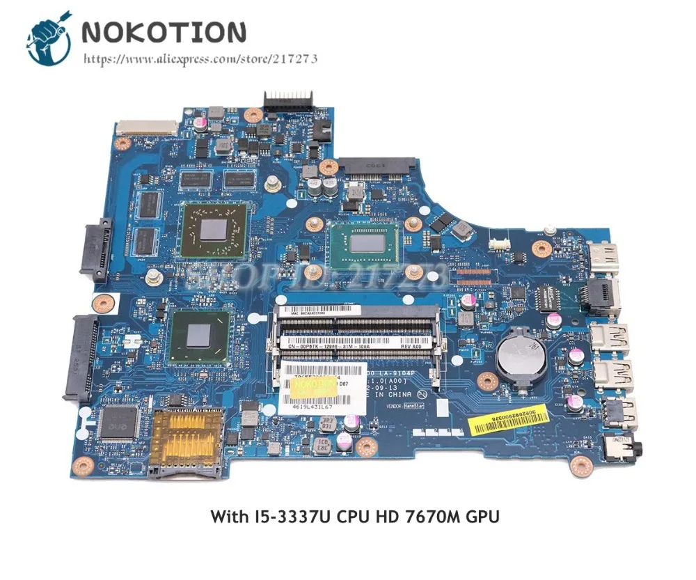 Nokotion Laptop Motherboard For Dell Inspiron 15r 5521 3521 Main Board Cn 0tpx0t 0tpx0t Vaw00 La 9104p I5 3337u Cpu Hd7670m Motherboards Aliexpress