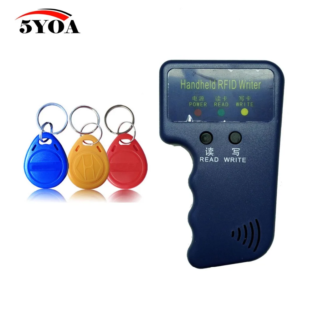 Ручной 125 кГц EM4100 RFID дубликатор для пистолета + 3 шт. EM4305 T5577 перезаписываемые