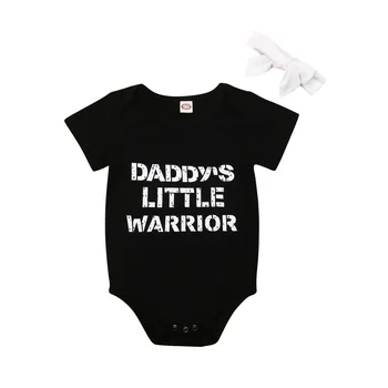 

Baby Boys Girls Clothes My First Fathers Day Rompers Short Sleeve Letter Print One-pieces Jumpsuit Playsuit and White Headband
