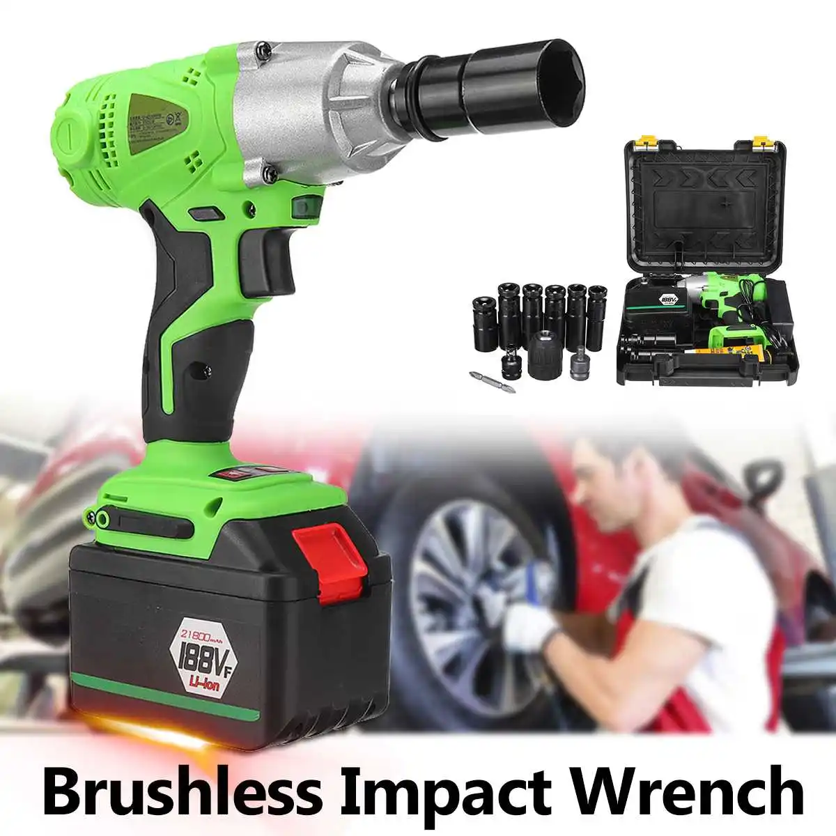 

Electric Cordless Impact Wrench Drill Li-on Battery Screwdriver With Socket Set Woodworking Tool 98/128/168/188VF