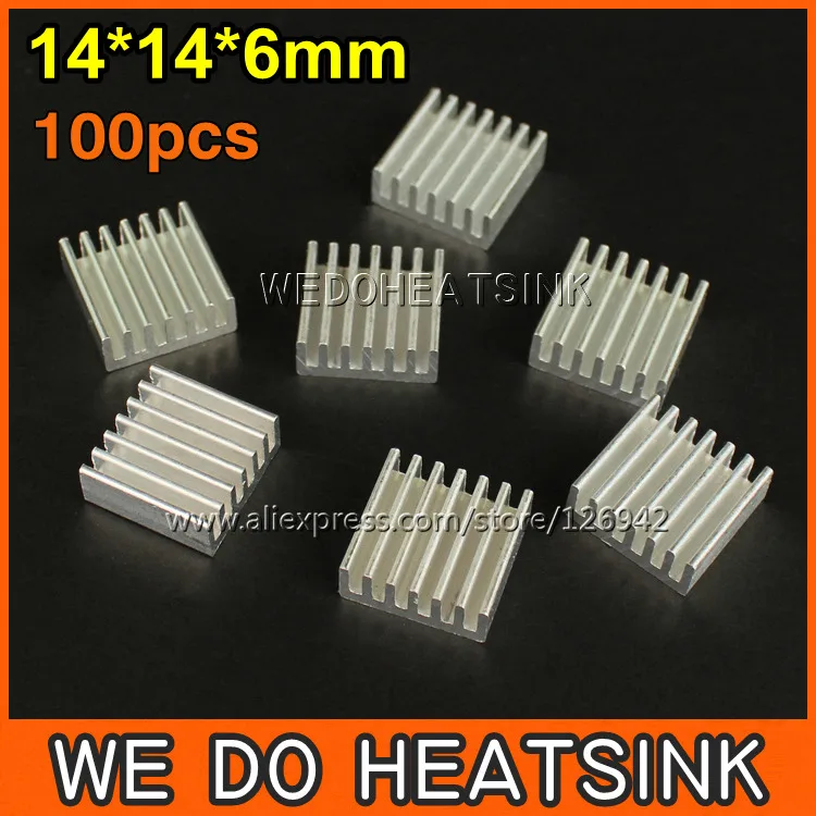 

Free Shipping 100Pcs/Lot 14*14*6 mm Extruded Aluminum Radiator Extrusion Aluminium Heatsink For LM2596 LM2577 LM2576