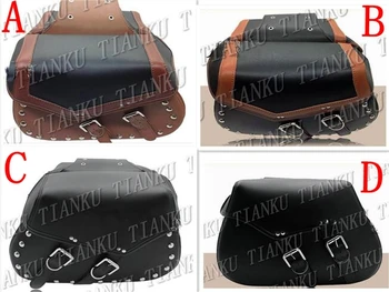 

New PU Leather Side Bag Saddle Bags For Honda Yamaha Suzuki Kawasaki Bobber Custom Chopper Cruisers Street Bike