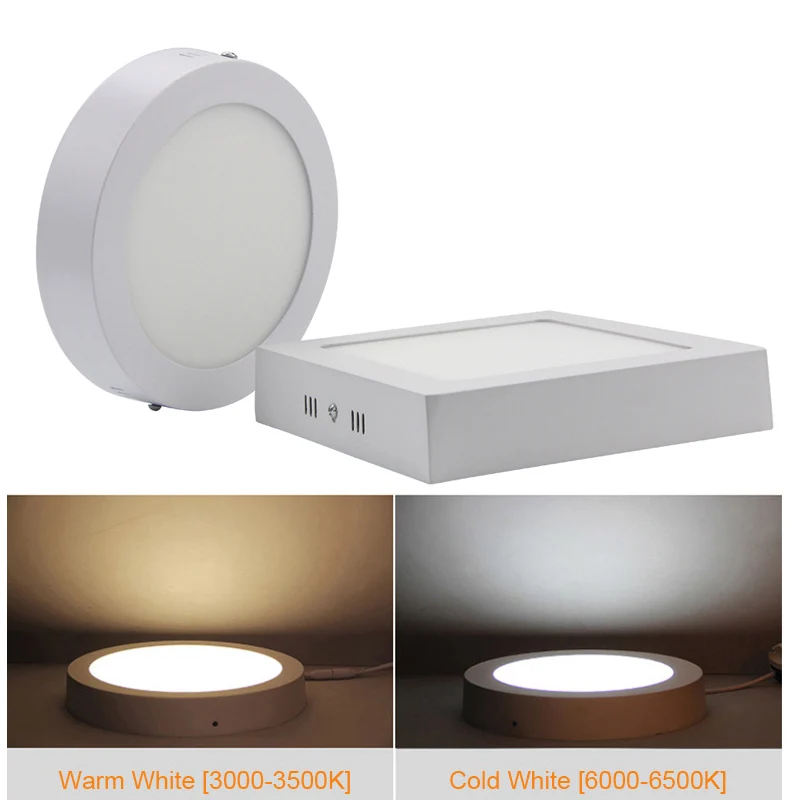 

LED Panel Light 6W 12W 18W Surface Mounted LED Ceiling Lights AC85-265V Round Square LED Downlight