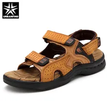URBANFIND/мужские летние сандалии из натуральной кожи; размеры 38-44; Мужская Повседневная пляжная обувь в винтажном стиле; 3 цвета: черный, желтый, коричневый