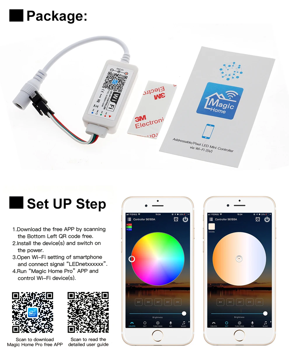DC5-24V Wifi WS2811 WS2812B RGB Светодиодная лента светильник управление Лер Amazon Alexa/Google Phone умный голос IOS/Android приложение управление