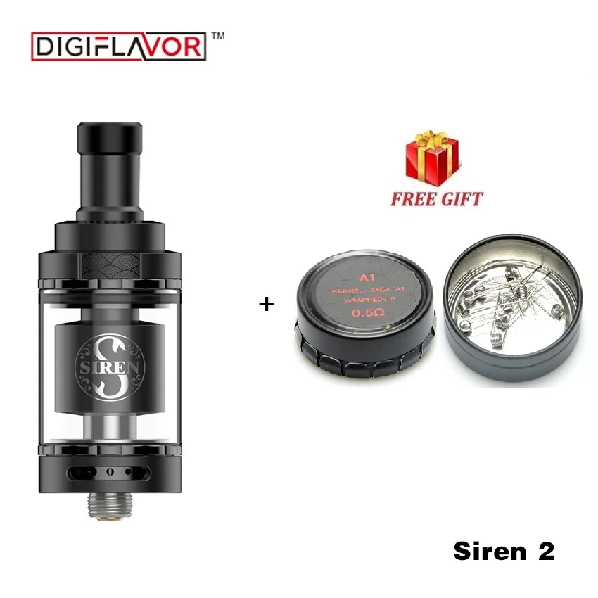 Original Digiflavor Siren V2 GTA MTL Tank Siren 22 Vape Tank 2ml with 9