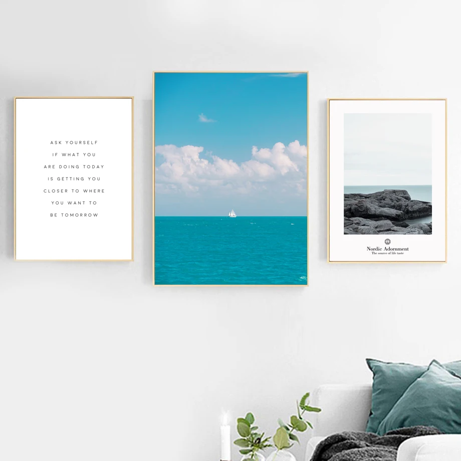 

Maldives Sea Blue Sky Cloud Stone Quotes Wall Art Canvas Painting Nordic Posters And Prints Wall Pictures For Living Room Decor