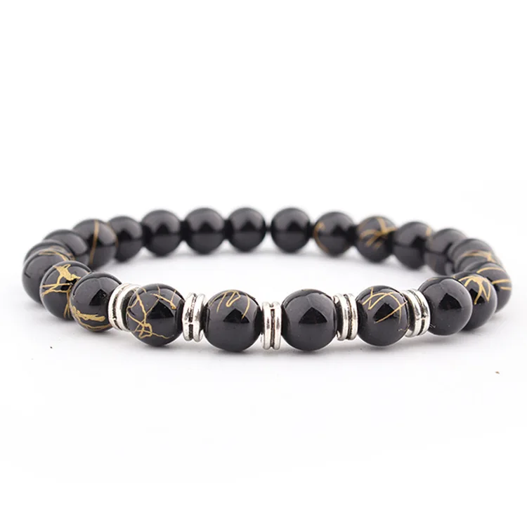 

BOEYCJR Yoga Black glass Beads Chakra Bangles & Bracelets Fashion Jewelry Meditation Beads men bracelet 2019