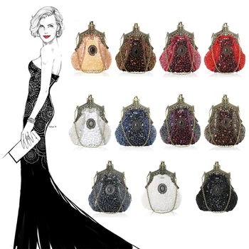

THINKTHENDO Fashion New Women Evening Handbag Wedding Bead Clutch Purse Bags Lady Female Bridal Party Shoulder Bag High Quality