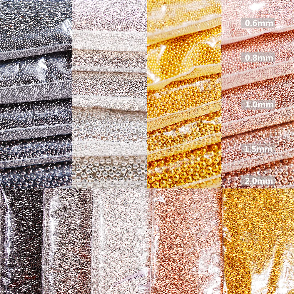 Online 1 kg Großhandel Micro Perle Rose Gold Schwarz Silber Metall Caviar Perlen 3d Nail art Dekoration DIY Nägel schmuck Accessoires