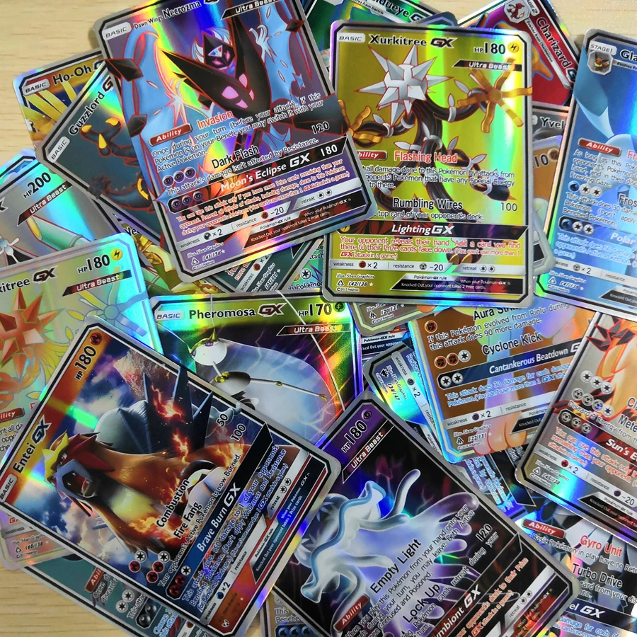 

No Repeat 100 200 300 Pcs EX GX MEGA Shining Cards Game Battle Carte 100pcs Trading Cards Game Children Pokemons Toy