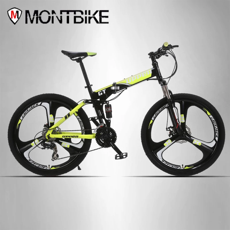 

UPPER Mountain bike two-suspension system steel folding frame 24 speed Shimano mechanical brake discs alloy wheels