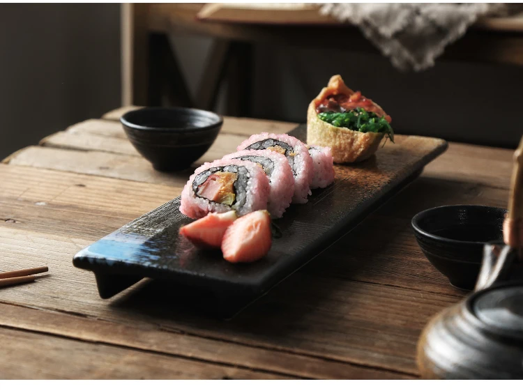 ANTOWALL прямоугольная тарелка для суши тарелка для сашими холодными блюдами плоская тарелка японское керамическое блюдо винтажная ресторанная полоска тарелка
