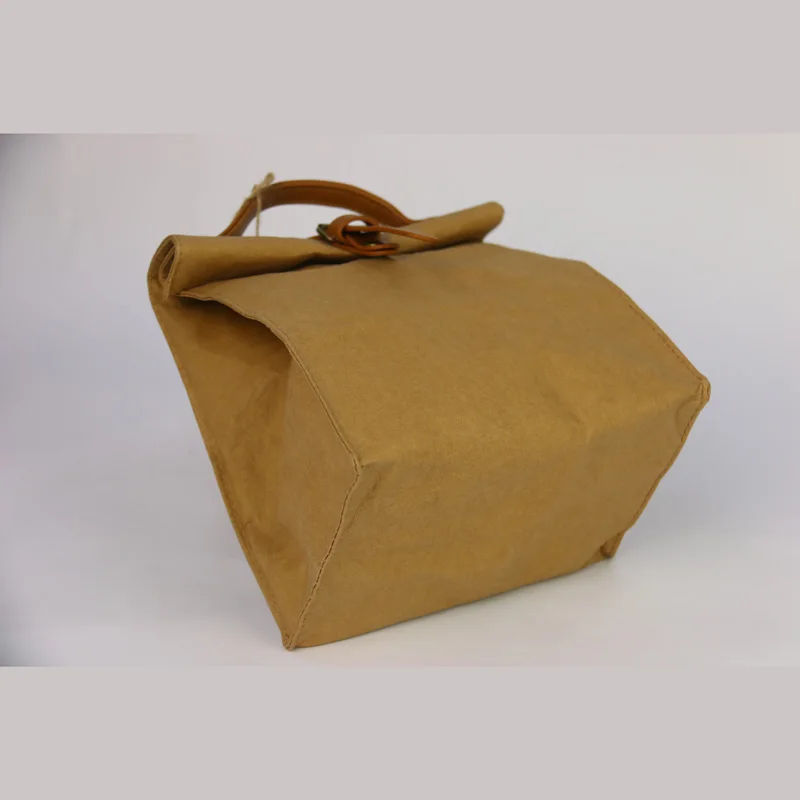 Водонепроницаемая сумка для ланча для женщин, детей, мужчин, охлаждающая коробка для ланча, сумка для пикника, сумки для еды из крафт-бумаги, изоляционная портативная посылка - Цвет: Brown bag