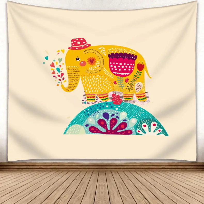 Гобелен с изображением слона, мандалы, индийский гобелен, настенный декоративный пляжный коврик с принтом - Цвет: T43