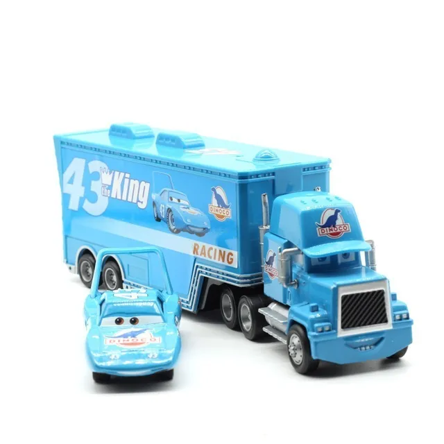 Disney Pixar Cars 2 Toys Lightning McQueen Mack Truck The King 1:55 Diecast Metal Alloy Modle Figures Toys Gifts For Children The King Uncle(2pcs)