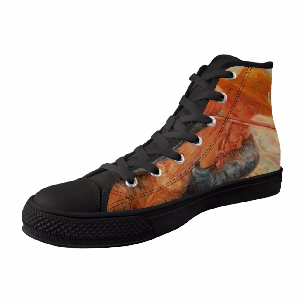 

Women High top Canvas Fashion Vulcanized comfortable Casual Shoes Girls Female Black Breathable Lace-up Sneakers Painting print