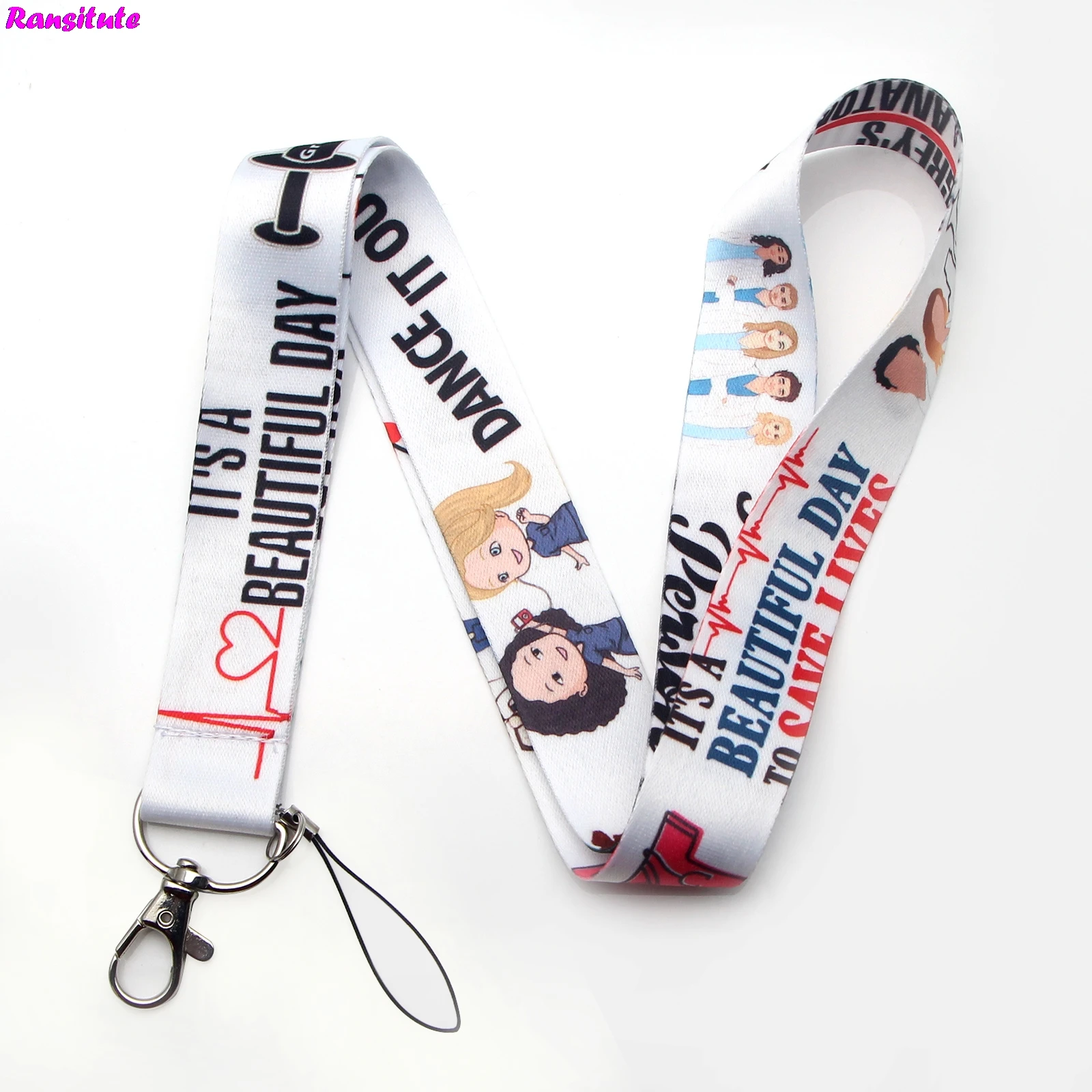 

10pcs/set Grey's Anatomy Key ID Card Gym Mobile Phone Strap USB Badge Holder DIY Mobile Phone Lanyard R224x10