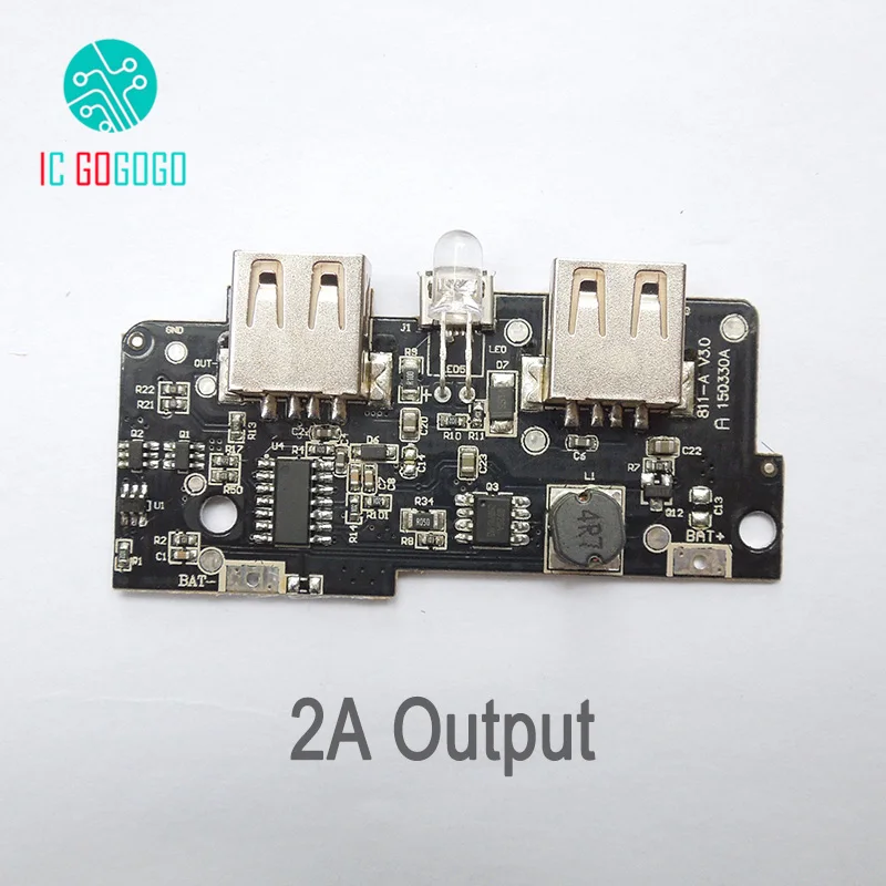 

5V 2A Mobile Power Bank Charger Module Step Up Power Boost Supply Circuit PCB Board Charging DIY Double USB LED Lighting