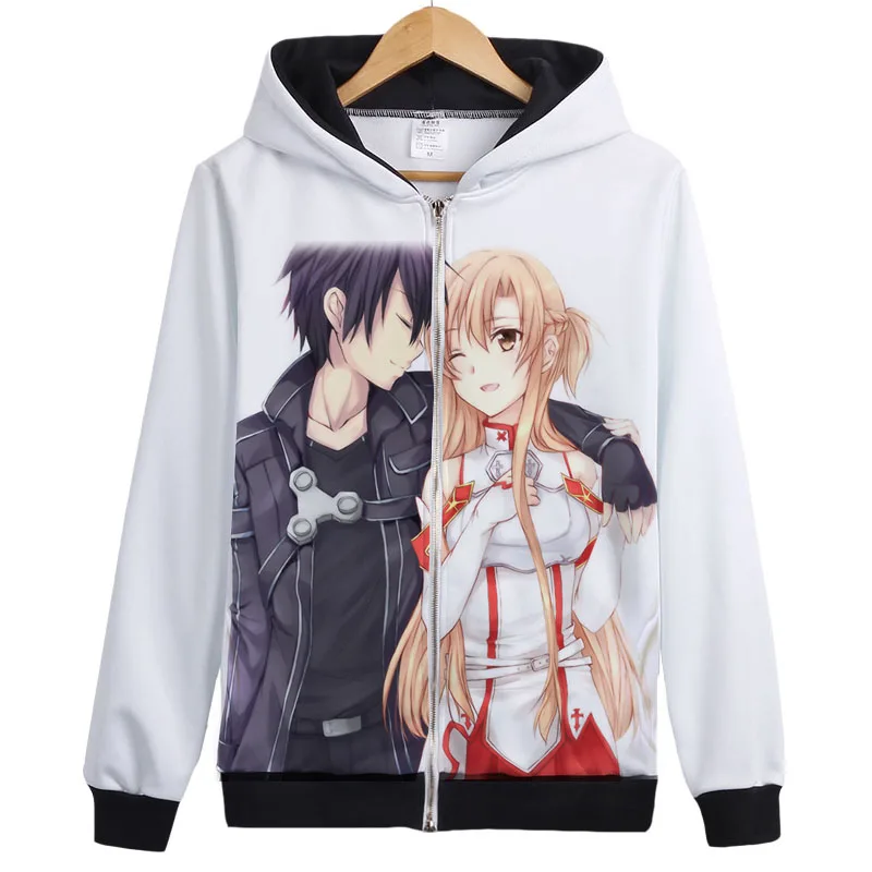 

2018 Japan Anime Sword Art Online Hoodies Sword Art Online Hooded Sweatshirts Autumn 3D print Fashion Casual Lap top zipper Coat