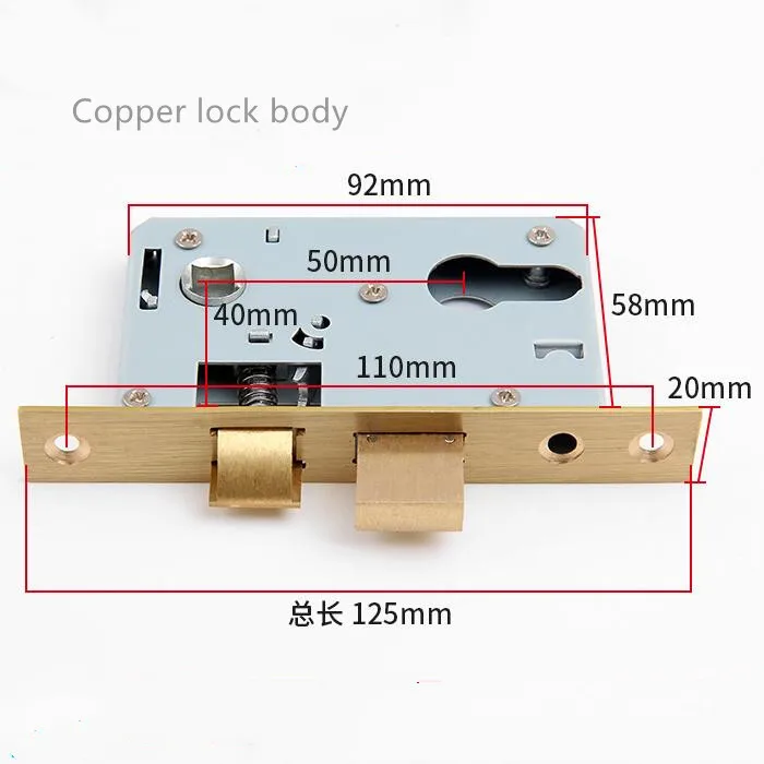 Высокое Качество Латунный замок корпус тишина медные языки универсальная дверная ручка замок замена запасных частей Аппаратные аксессуары