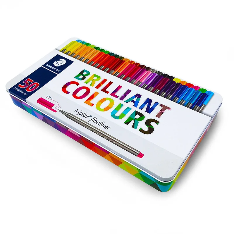 Металлическая Оловянная чернильная ручка Staedtler Triplus Fineliner 334 M50 0 3 мм 50 ярких